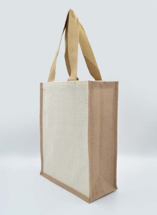 Fatio Set of 10 Natural Jute and Cream Canvas Bags – Eco-Friendly and Durable Tote Bags - Image 1
